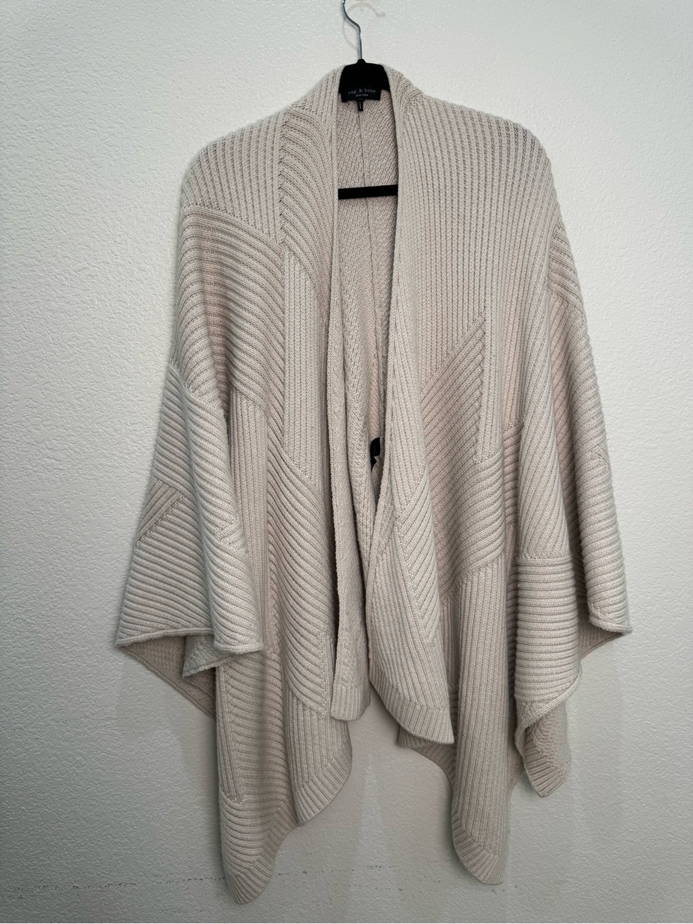 Rag & Bone Blithe Poncho OS 100% Merino Wool Antique Ivory Sweater